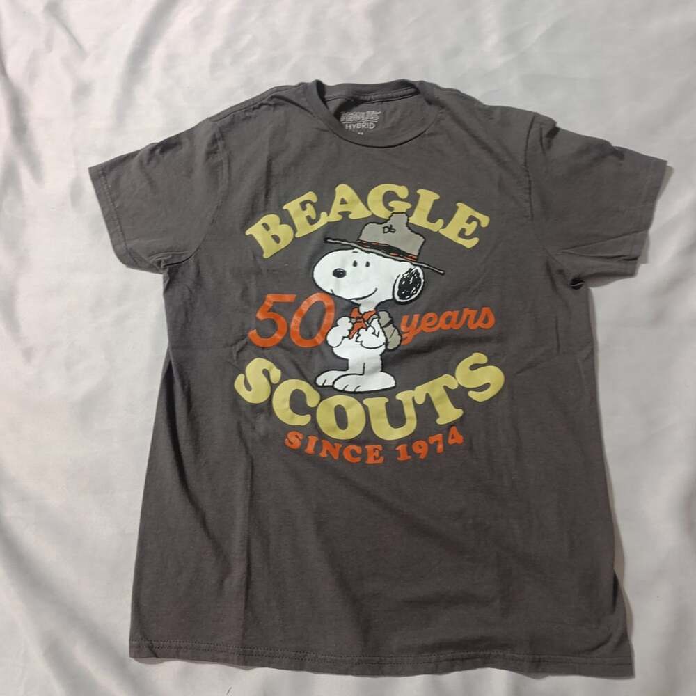 Peanuts Hybrid Beagle Scouts 50 Years T-Shirt Size M Gray